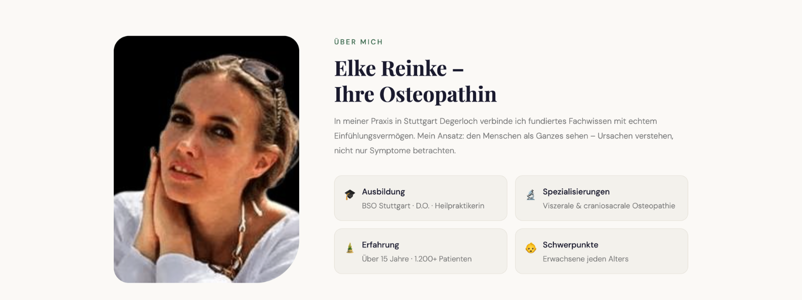 Website-Referenz Osteopathie Elke Reinke, Stuttgart – Startseite