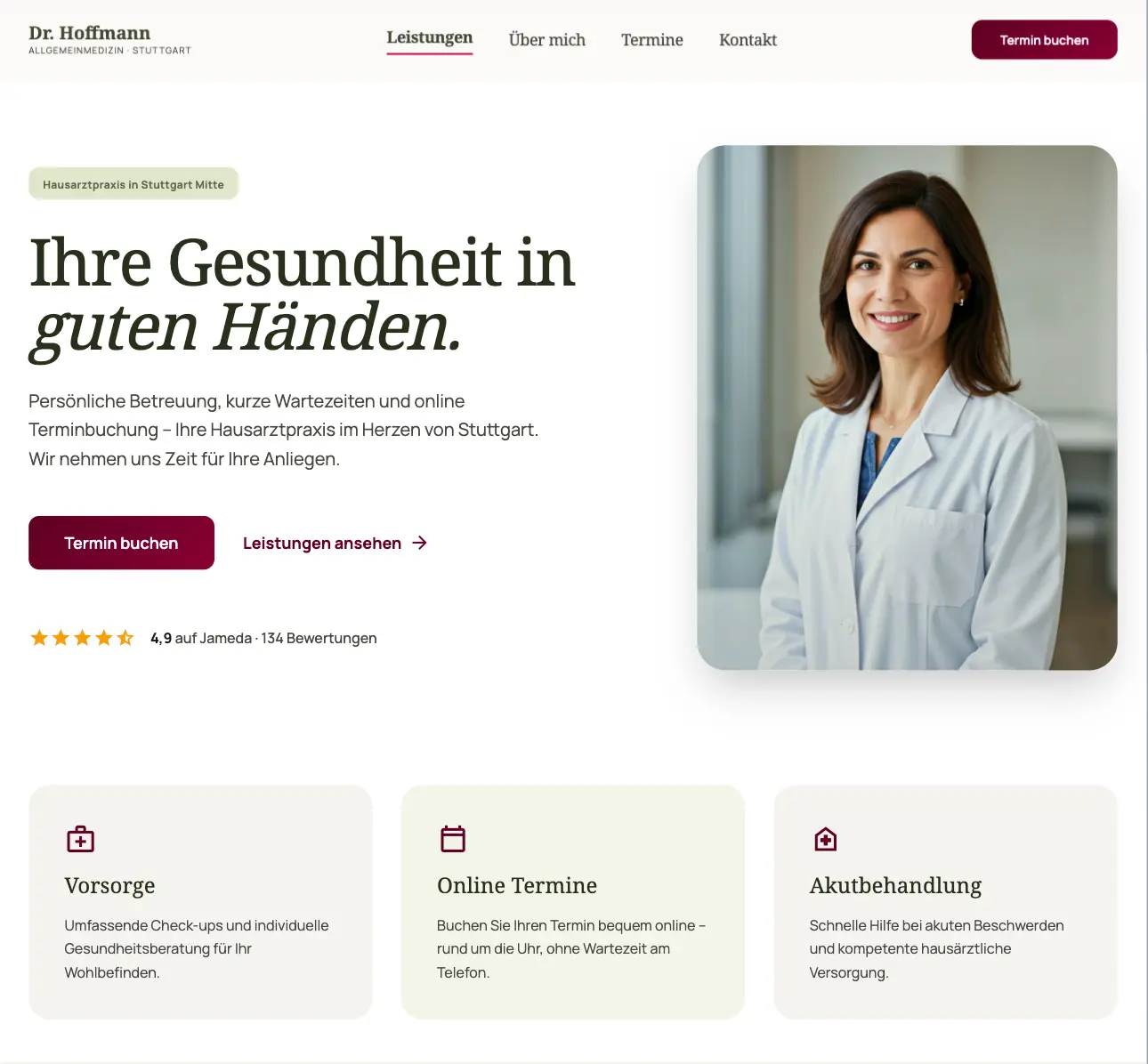 Website Dr. Hoffmann Arztpraxis Stuttgart